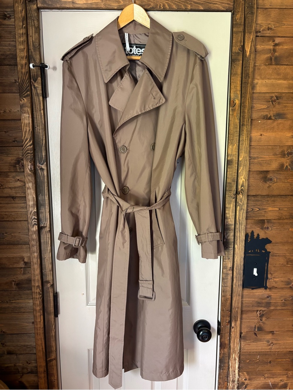 Totes Rainwear Double Breasted Vintage Trench Style Raincoat, Size Large